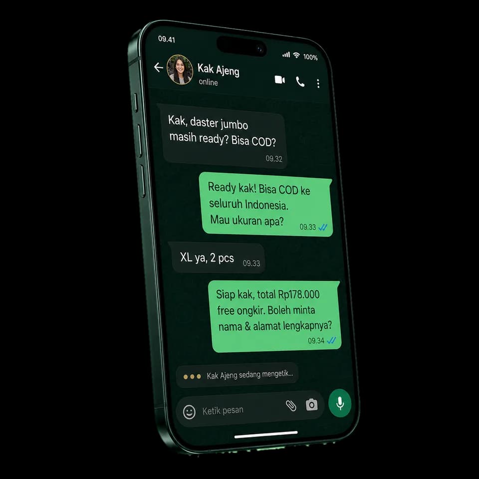 Jasa CS AI WhatsApp JAGA AI membalas chat pembeli toko online