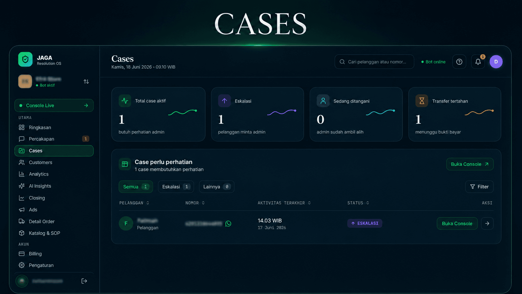Fitur Cases — JAGA AI