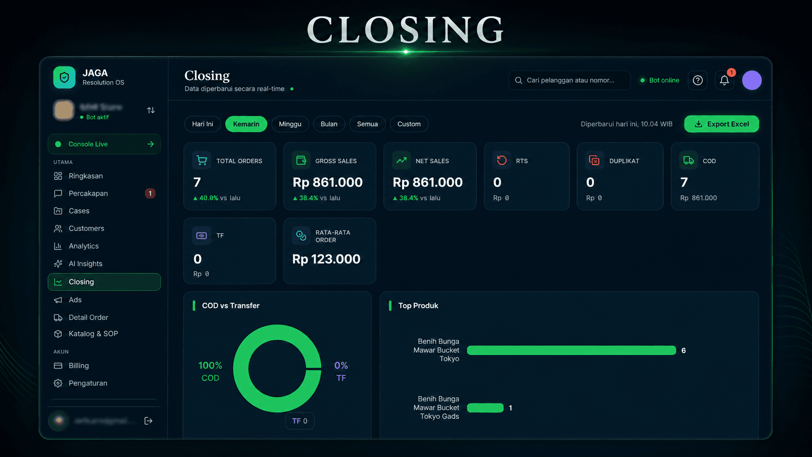 Fitur Closing — JAGA AI