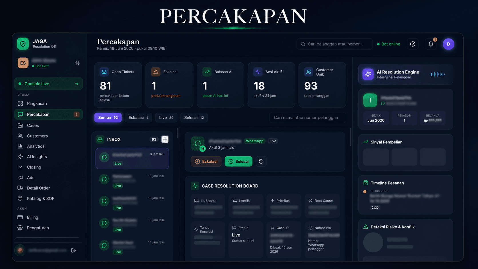 Fitur Percakapan — JAGA AI